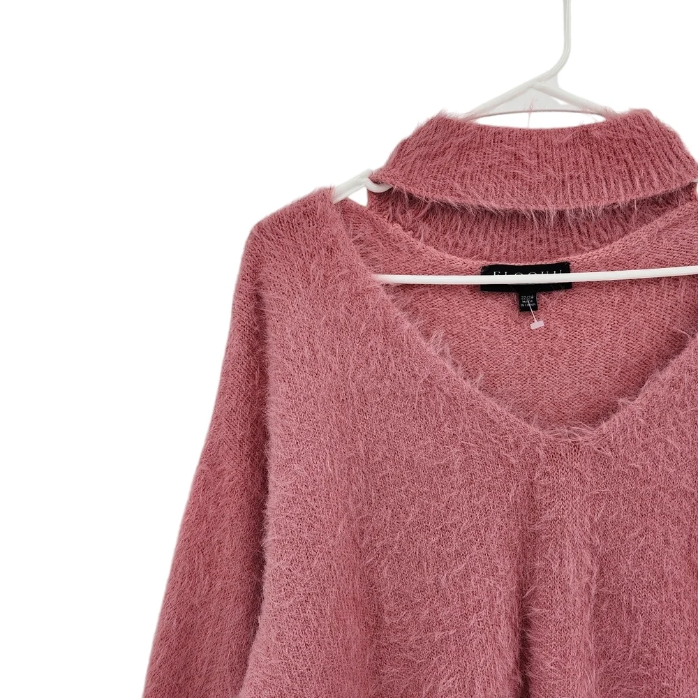 Eloquii Women's Plus Turtle Neck Cutout Pink Tunic Sweater Sz 22/24
